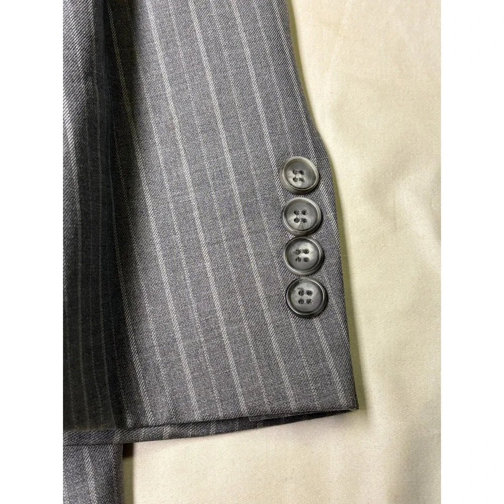 Brooks Brothers x Vitale Barberis 1818 Regent Grey Pinstripe Wool Mens 43R Italy